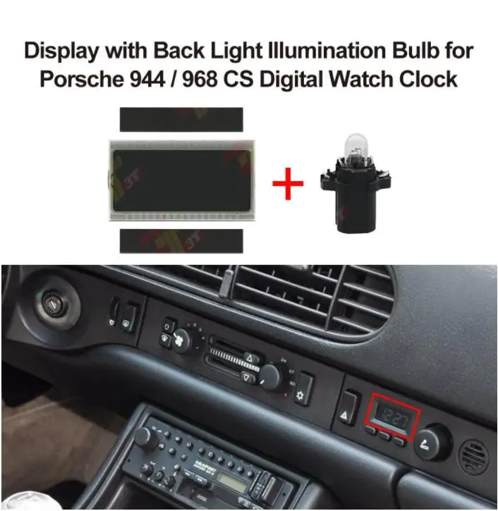 

Dashboard LCD Display with Back Illumination Bulb for Porsche 944 / 968 CS Digital Watch Clock