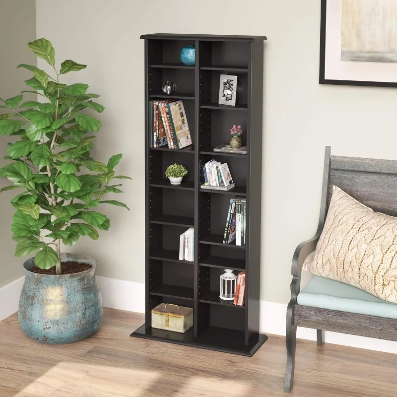 2 Column Tall Cabinet Media Storage, 22" Wide, Black