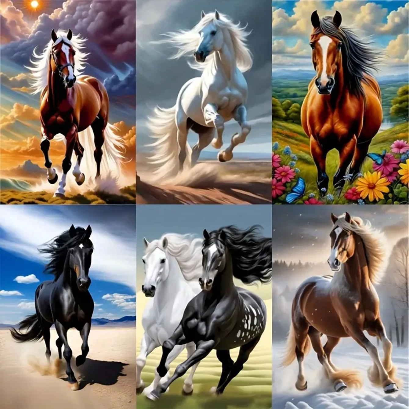 30x40CM 5D Diamond Painting Set - Majestic Good Horse Design - Sparkling Full Diamond Art, DIY Embroidery Cross Stitch Wall Deco