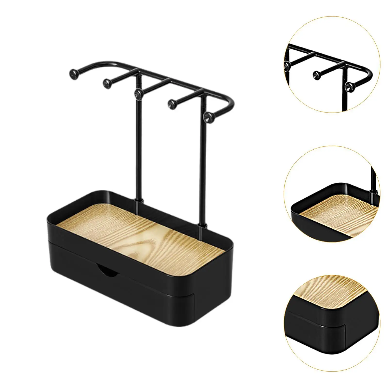 Jewelry Display Stand with Tray Rings Necklace Showcase Storage Drawer Box