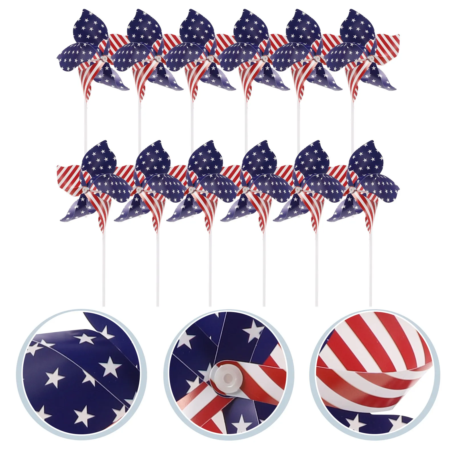12Pcs Star and Stripe Pinwheels Bulk for Lawn Garden Party Independence Day Decor Colorful Windmill Outdoor Rotating