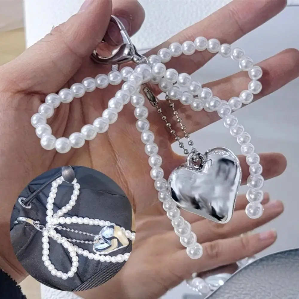 سلسلة مفاتيح من الخرز المضحك ، حلقة مفاتيح على شكل قلب من كلوريد البولي فينيل ، سحر حقيبة الظهر ، ديكور معلق على شكل حقيبة كاواي ، حقائب وهواتف