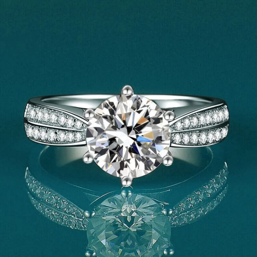 925 Sterling Silver Ring Claw with Imitation Moissanite Diamond