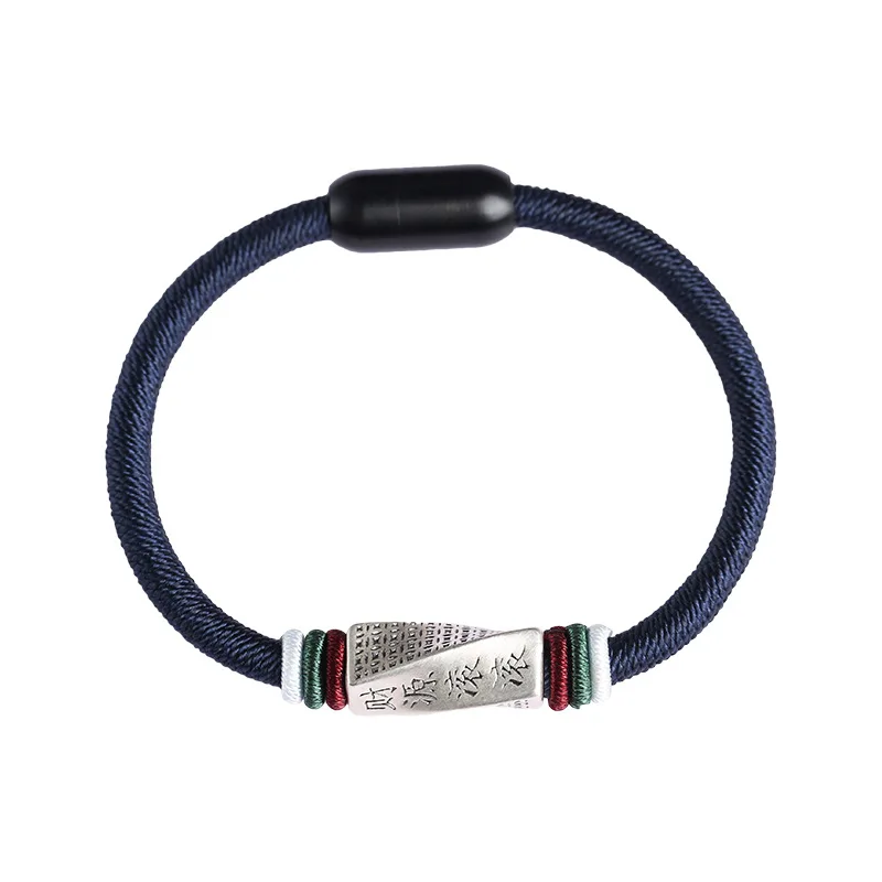 Imagem -05 - Umq Money Rolando em Pulseira de Amuleto Lúcido Corda de Mão Retro Tecida à Mão Masculina Presentes Simples para Joias Prata 999