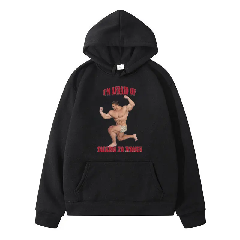 

Funny Afraid of Women Graphic Hoodie Winter Fashion Vintage Harajuku Sweatshirts Men Women Oversized Streetwear Y2k Pullover