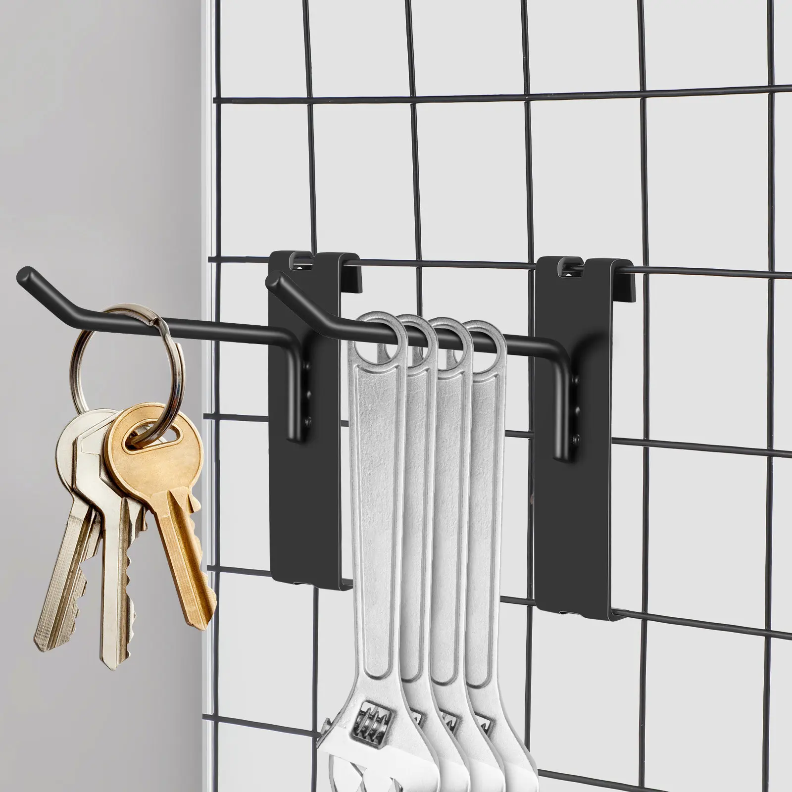 

12Pcs Grid Wall Hooks Metal Heavy Duty Display Hooks with Safety Caps for Retail Utility Organizer Grid Panel Hanging