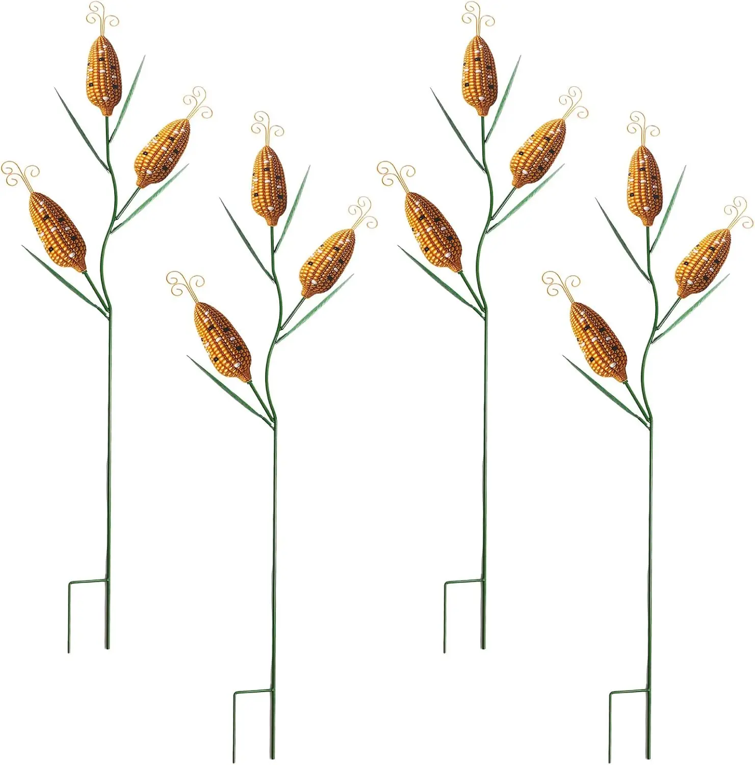 

6 Pcs 47 Inches Thanksgiving Harvest Metal Corn Stalk Emerald Garden Stake Yard Decorative Outdoor Autumn Harvest Decorat