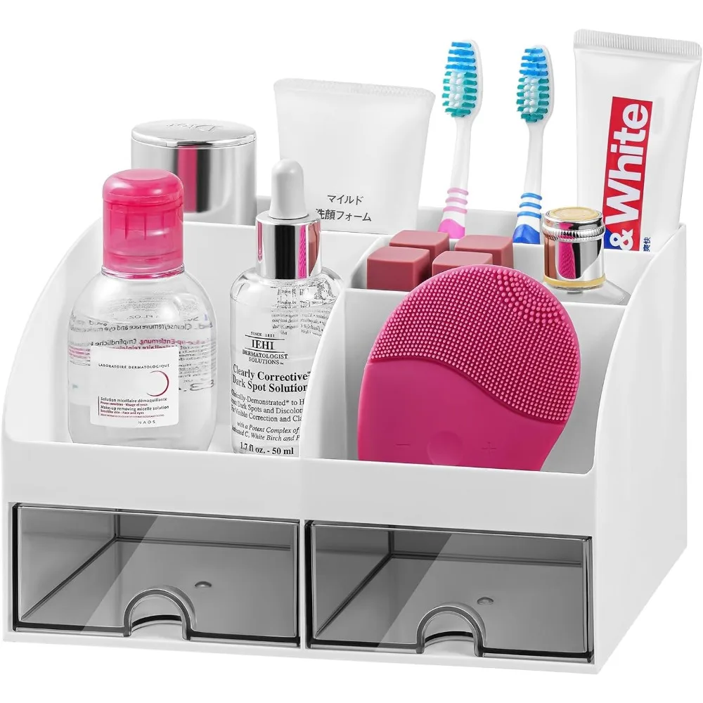 

Держатели для зубных щеток для ванной комнаты, столешница, 5-слоточная зубная паста, органайзер для раковины в ванной комнате с ящиками, пластиковая ванная комната