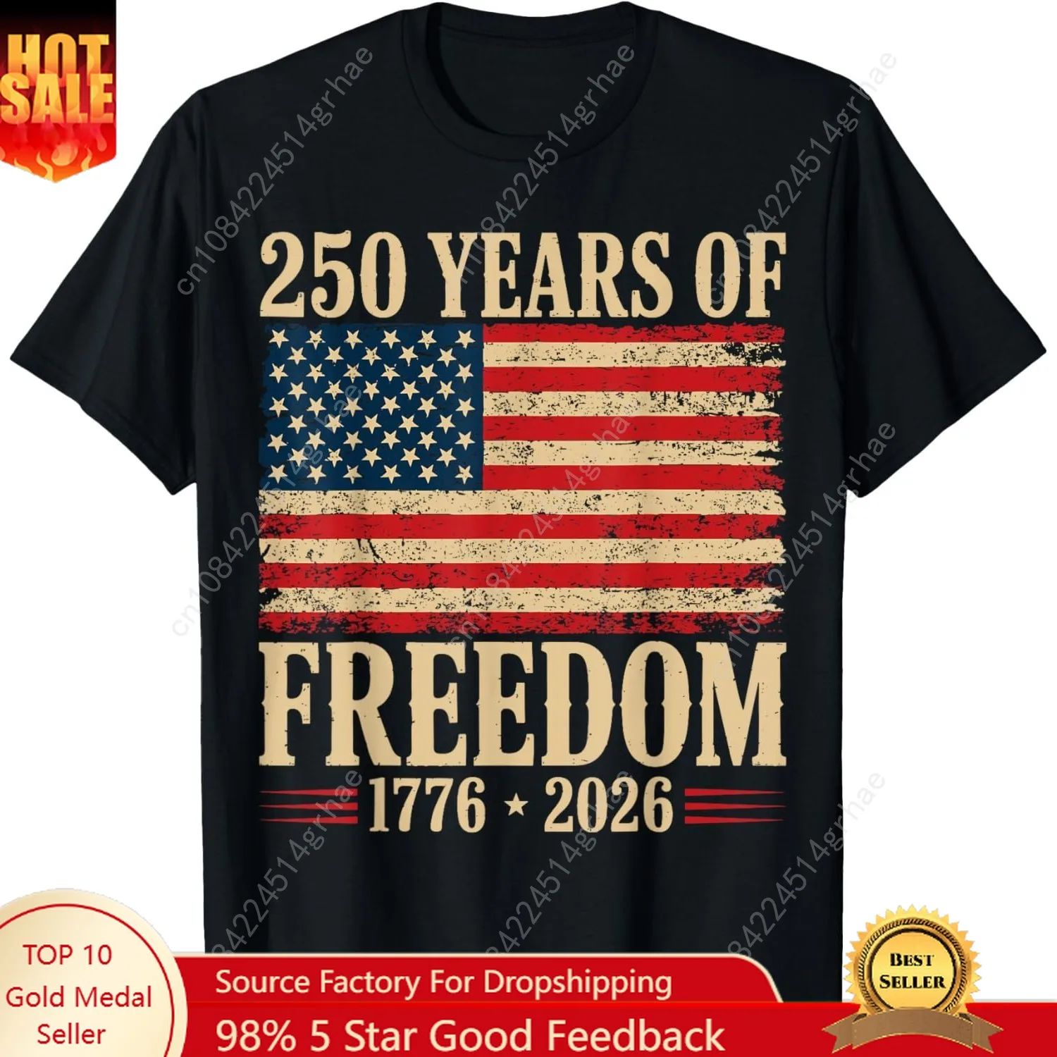 

250th America Anniversary Independence 250 years of freedom T-Shirt