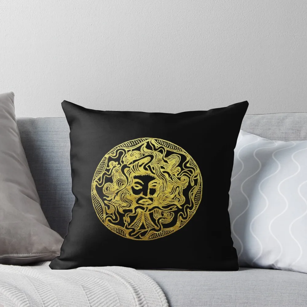 

Medusa Gold Throw Pillow luxury sofa pillows Decorative Cushions pillow