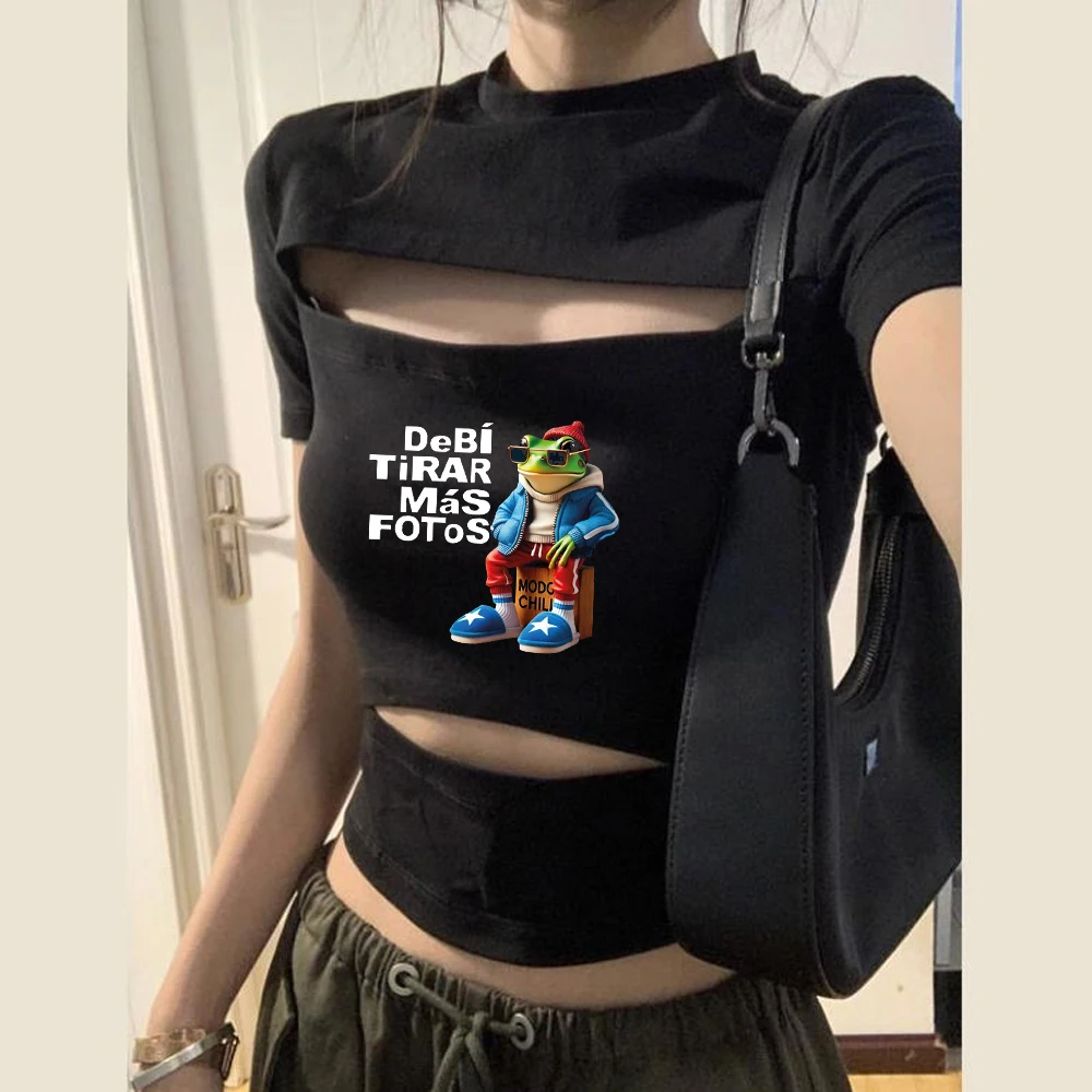Bad Bunny crop top shoujo korean fashion meme manga summer t-shirt dollette cheap alternative  streetwear goth