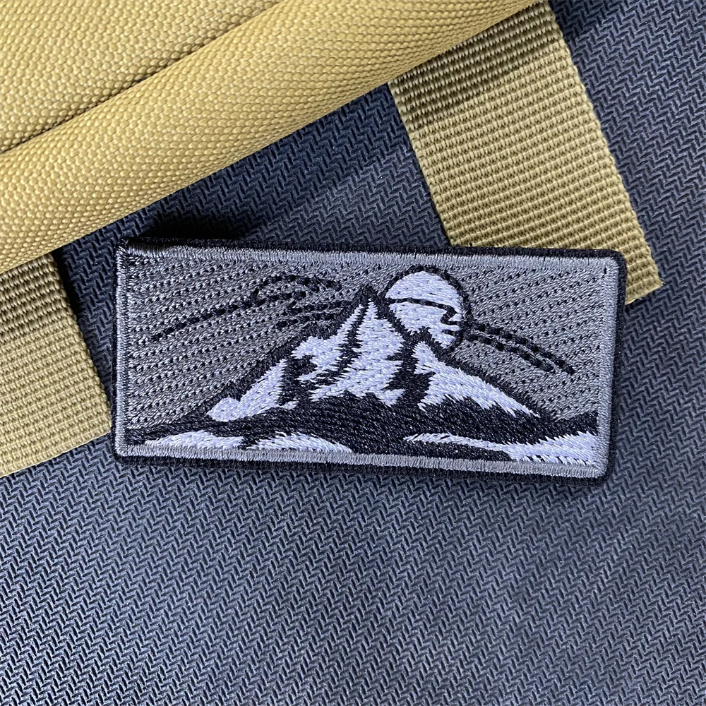 Siberian Mountains Embroidered Patches for Clothing Scenery Outdoor Sports Tactical Backpack Morale Badge Sticker Hook and Loop