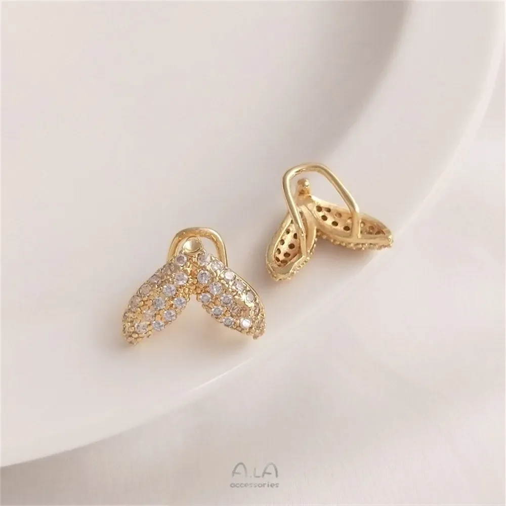 14K Gold Inlaid with Zircon, Starry Moon Butterfly, No Ear Hole, Ear Bone Clip, Fish Tail, Pearl Ear Clip, DIY Earrings E126