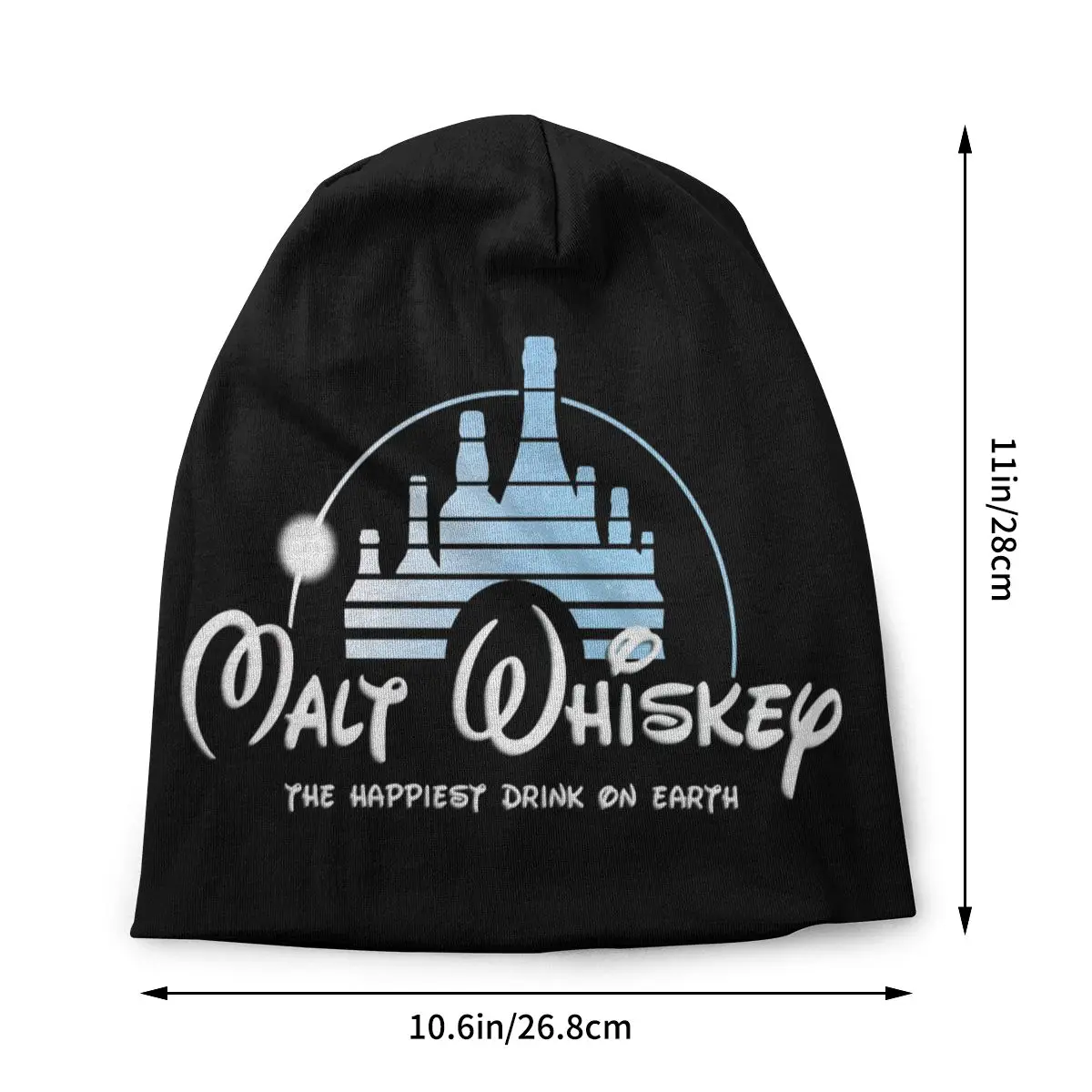 Malt Whiskey The Happiest Drink On Earth Corn Whisky Drink Cocktail Cap Skullies Beanies Hat Female Bonnet Knitting Hats