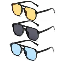 Punk Square Frame Sunglasses Beach Eye Protection Anti-UV Retro Sunglasses Travel Accessories Black Shades Glasses for women men