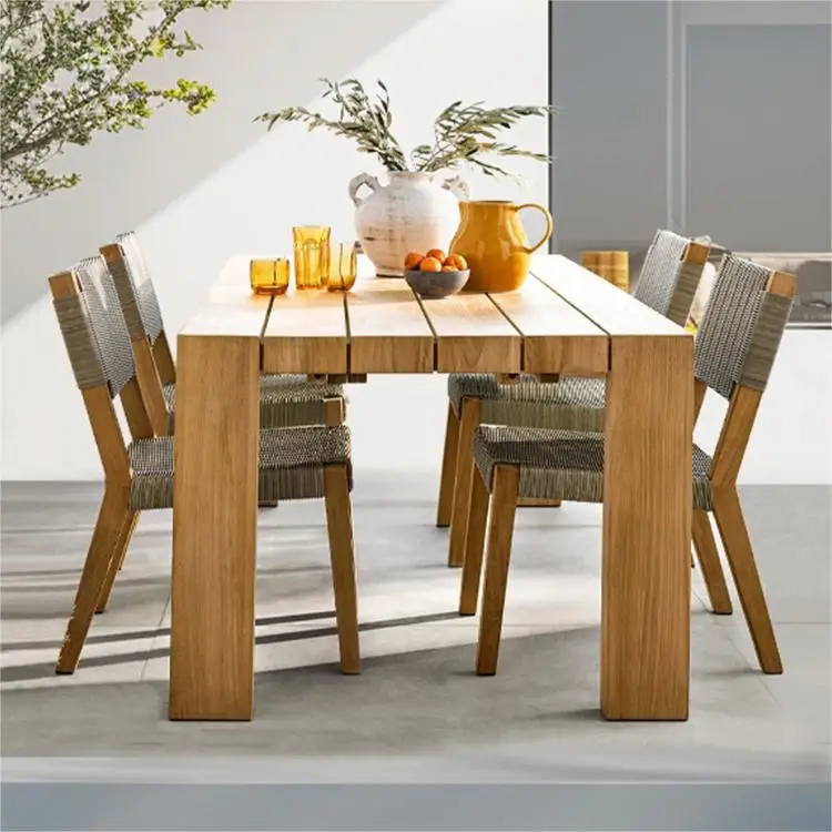 

Custom Outdoor Rattan Tables And Chairs Courtyard Villa Teak Tables And Chairs Homestay Garden Furniture Terrace Solid Wood