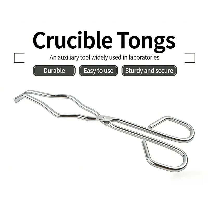 

24cm Crucible Tongs Iron Galvanized Nickel Plated Heat Resistant Durable Lab Clamp for Ceramic Crucible Chemical Heating