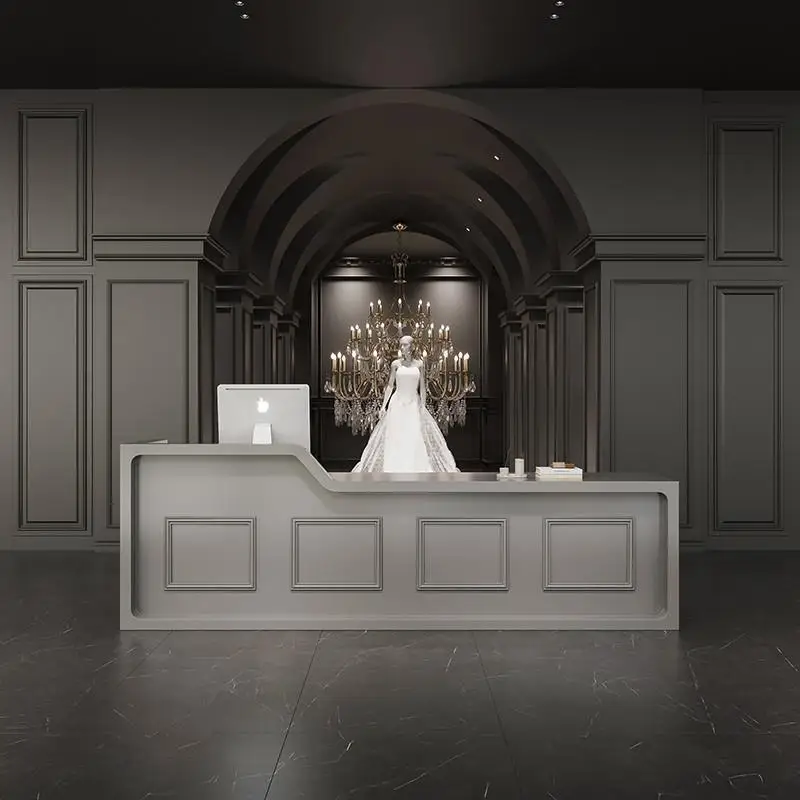 

Простые стойки для приема свадебных платьев Касса Красота Столы для приема беременных Офисная мебель компании Военное Дело ZY40JDT