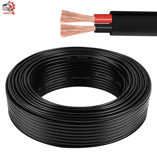 Imagen 1 del producto AOHEWEI Cable para camión remolque 2 núcleos 2/5/10/20/30/40/50/60m cobre puro Pvc negro Cable de alimentación accesorios para coches