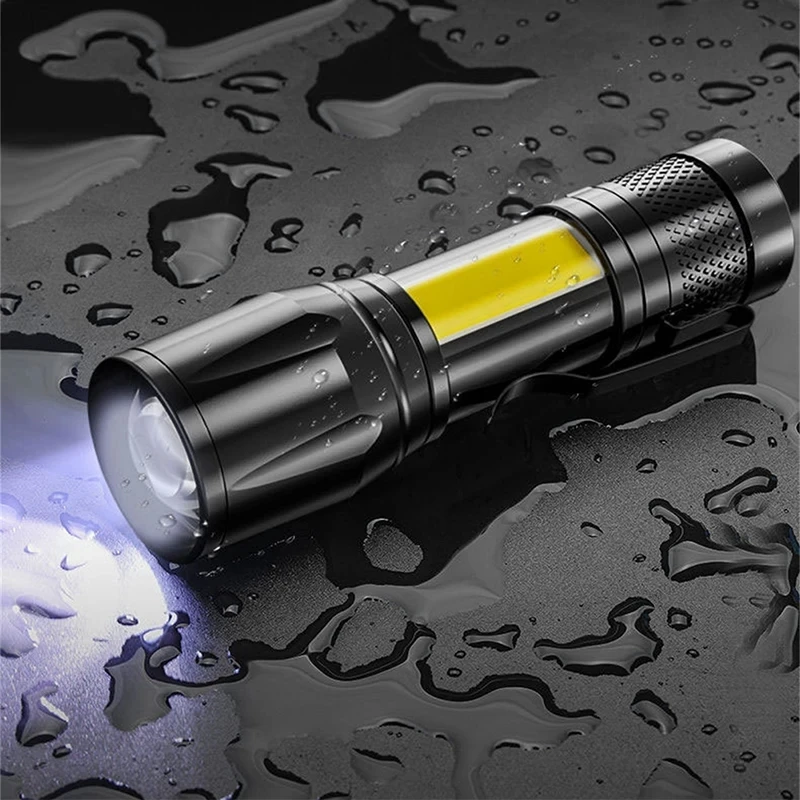 USB Rechargeable COB LED Flashlight High Power Zoomable Mini Torch With Pen Clip Outdoor Camping Emergency Tactical Flashlights