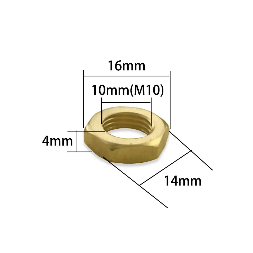 Hexagonal Pure Brass Porca Circular, Junta Feminina, M4, M5, M6, M10, M12, Porca Fixa, Conectando Iluminação, DIY, 5pcs