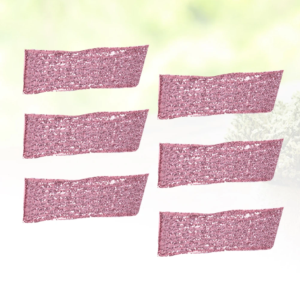 

12 Pcs Sequins Strap Strap Chair Back Decoration Pink Yarn Chair Cover Banquet Wedding Party Decorations Polyester