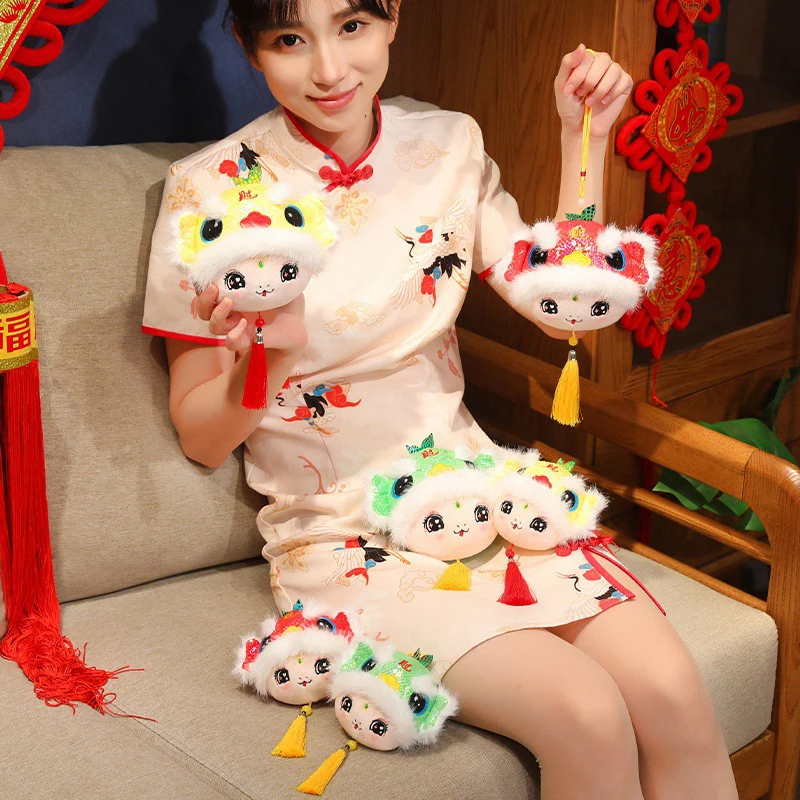 Cute Chinese New Year Zodiac Snakehead Pendant Snake Plush Keychain Bag Pendant Stuffed Doll Lucky Mascot For Children Gifts