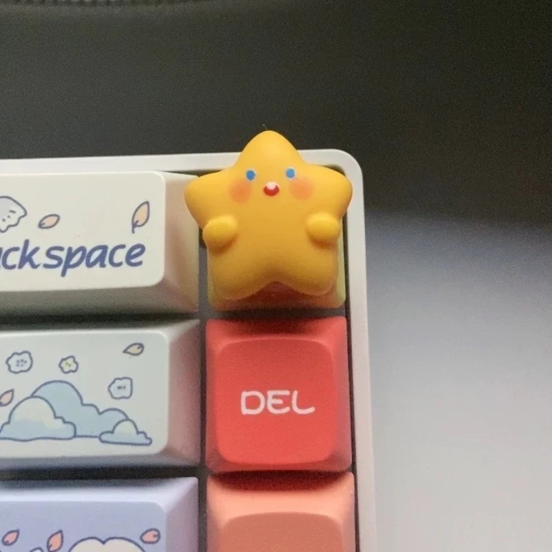 Star Shapeds Single Keycaps Cherry Sprofiles Cross Axis Resin Material Mechanical Keyboards Cartoon Personality Keys Covers