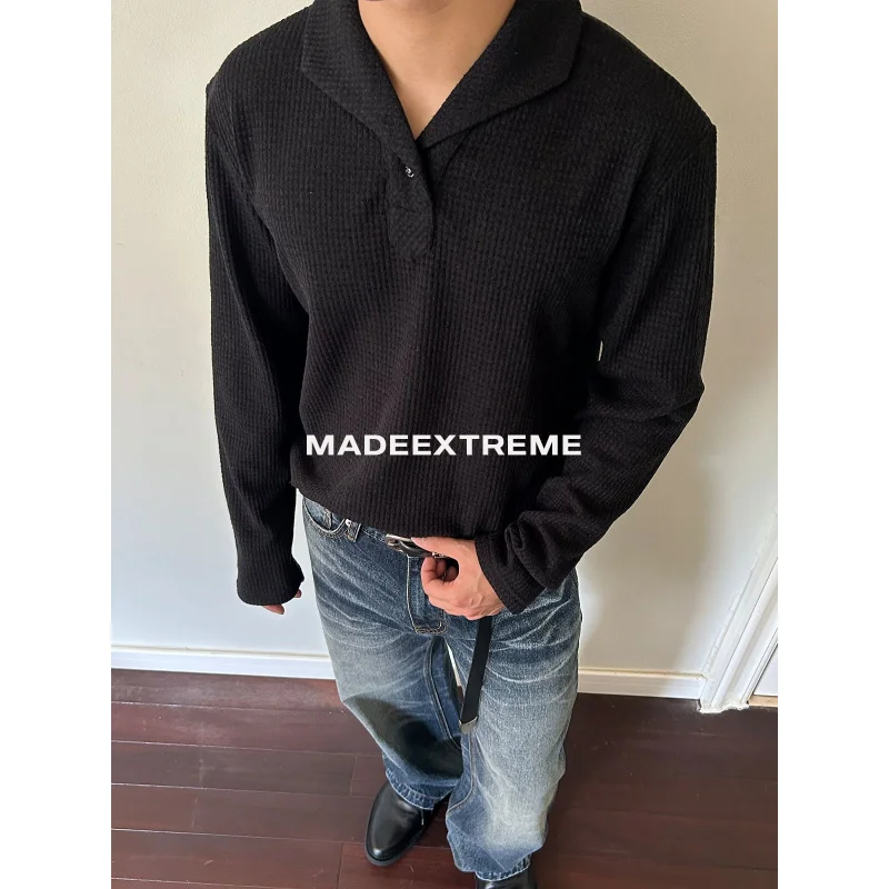 

EME Light Luxury Roman Check Knit Sweater Italian Style One-Piece Collar Cat's Eye Stone Button Regular Shoulder Long Sleeve Bas