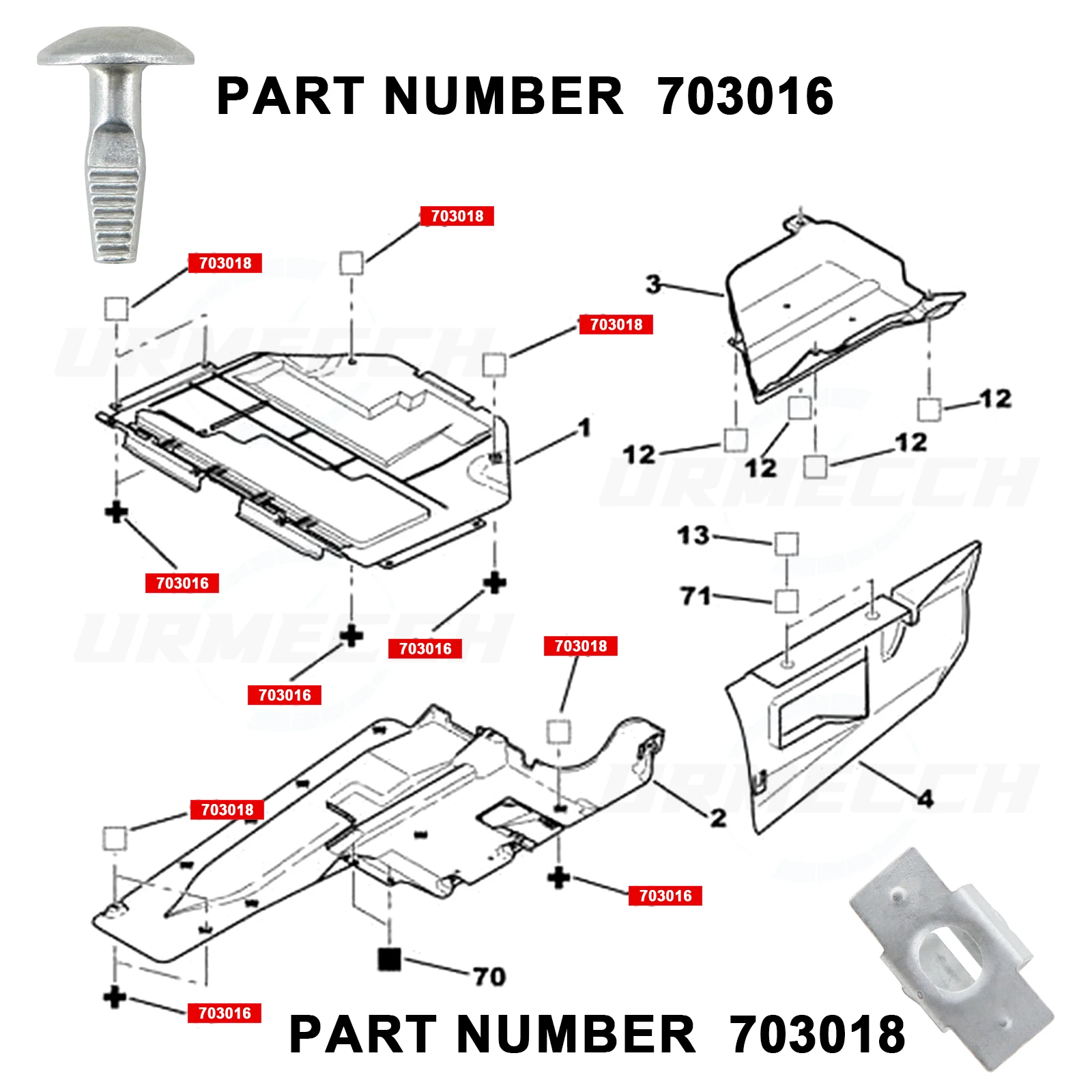 Spritzschutz-Clips für die Unterboden des Motors 703016 703018   Für Citroen C2 C3 C4 C5 C6 für Peugeot 206 207 406 407 807