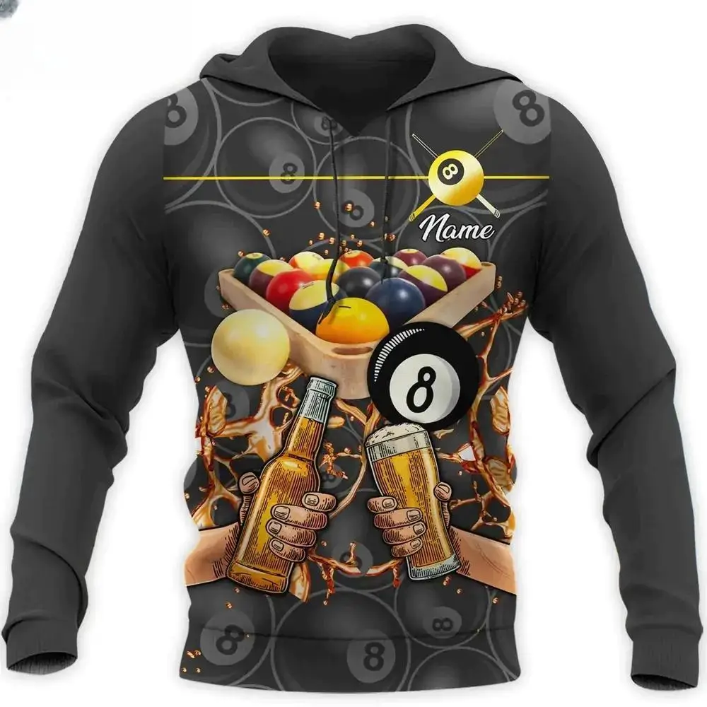 

Mechanic Beer Billiards Skull Men' Hoodie Sweatshirt 3D Print Fashion Autumn And Winter Casual Coat Unisex Oversized Clothing