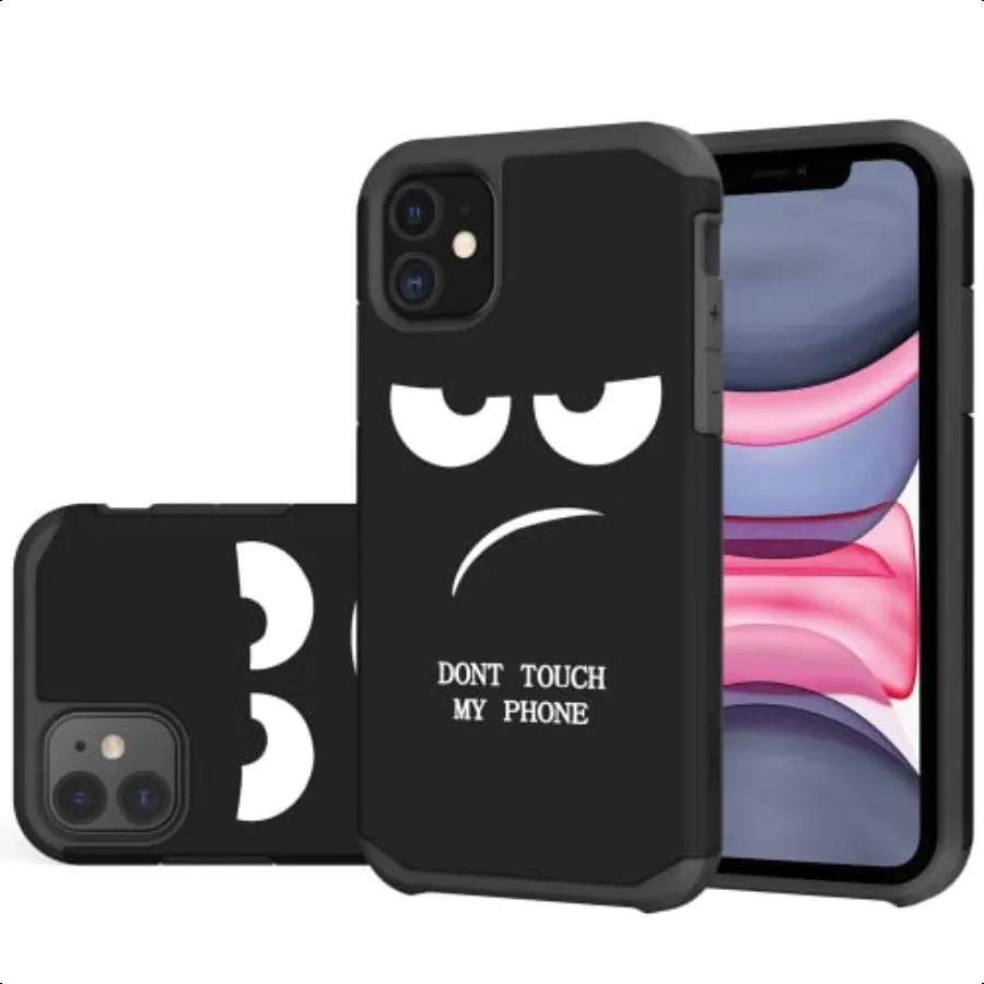 

for iPhone 11 Case Cute [Don't Touch My Phone] Shockproof Dual Layer Heavy Duty Protective Silicone Plastic Cover for Girls Wom