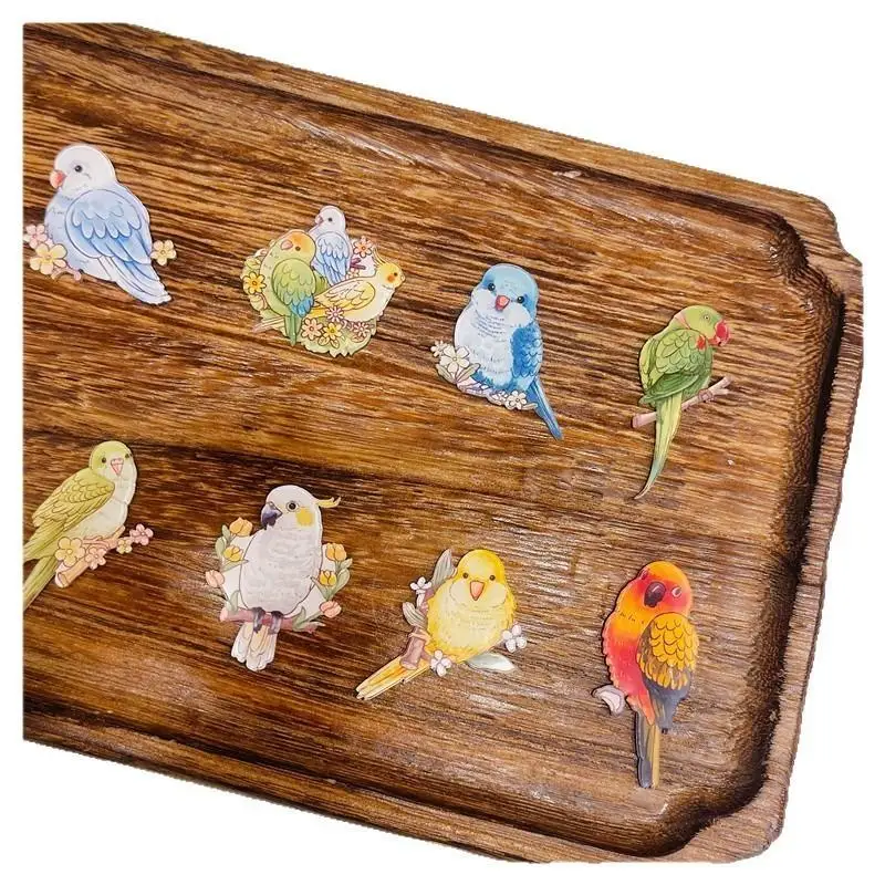 Niedliche Papageien-Kühlschrankmagnete, lustige Cartoon-Vogel-Dekorationsmagnete, 6/12 Stück, wasserdicht, für Küche, Zuhause, Büro, Whiteboard, Schließfach – Detail 7