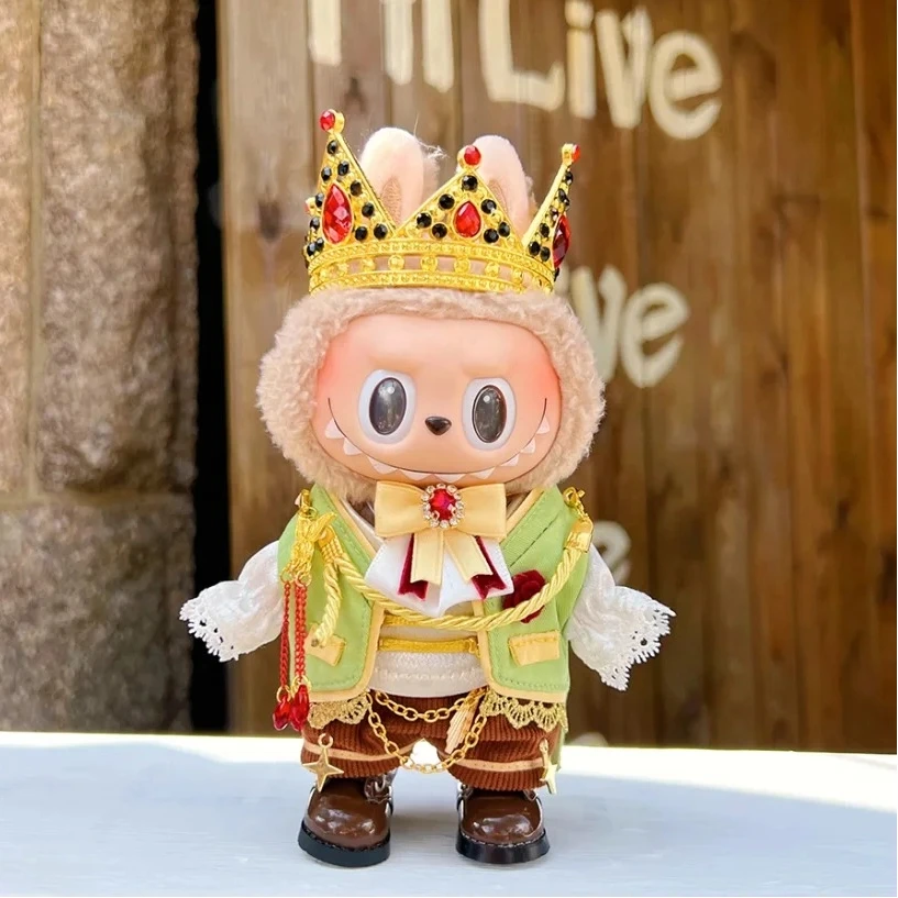 

Labubu Vinyl Doll Clothes Set European Royal Prince Outfit With Gem Crown 15/17cm Diy Costume Accessories For V1 V2 Dolls Gifts