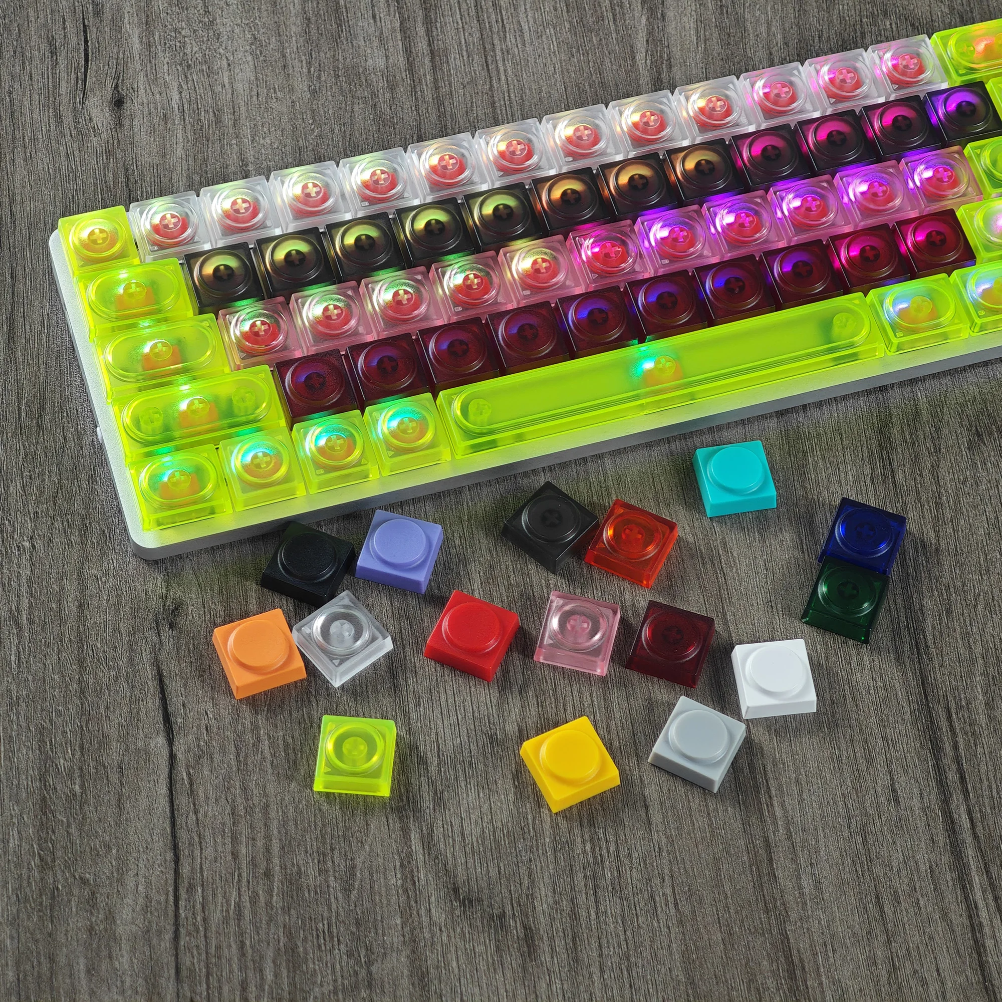 

YMDK Blocks Keycap 32 Keys Modifiers Novelty Keys Keycaps Set Transparent Frosted Key Cap PC for MX Switches Mechanical Keyboard