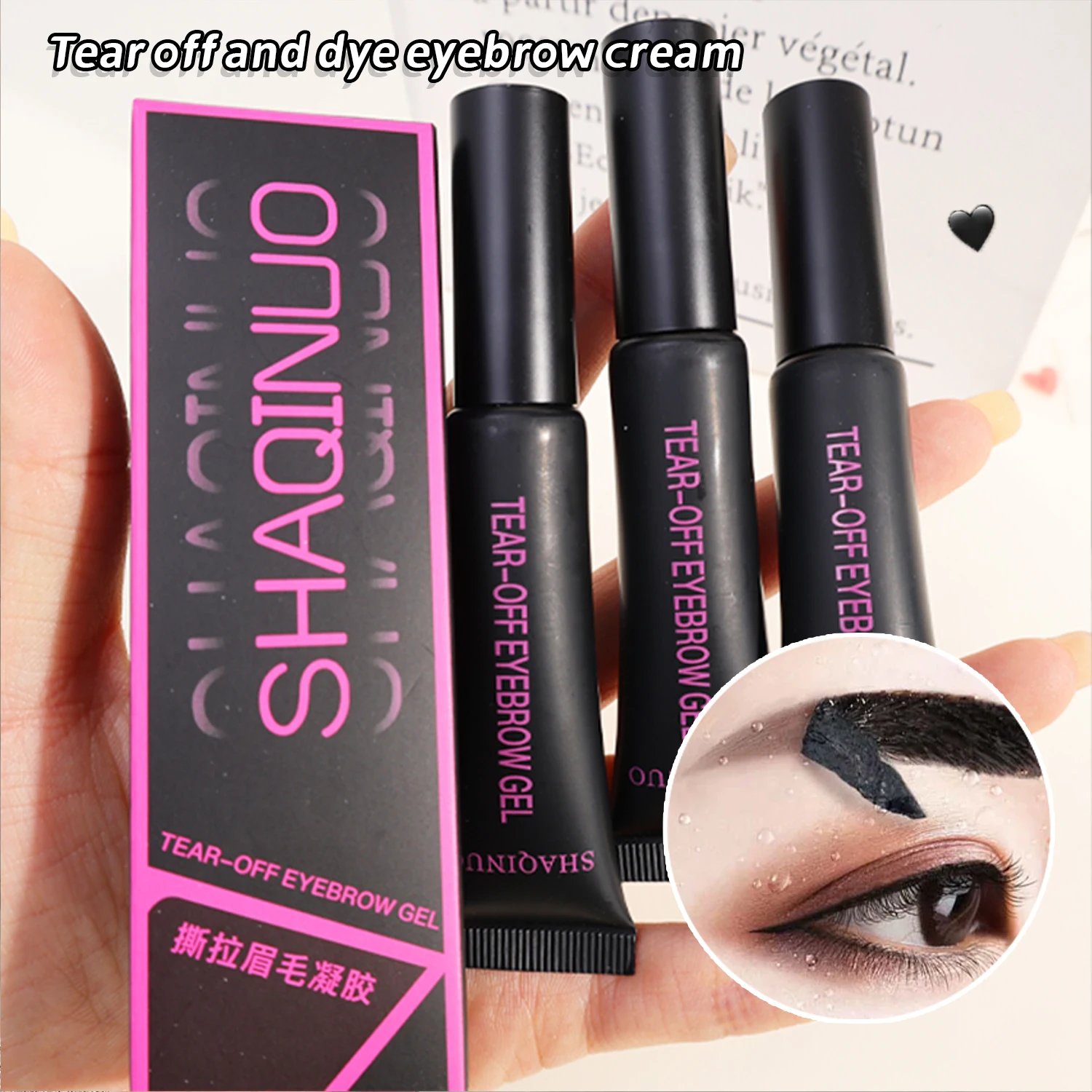 Tearing Off Eyebrow Gel Makeup Semi-Permanent Waterproof Long Lasting Tattoo Tint Sweatproof Peel Off Dye Eyebrow Cream Cosmetic