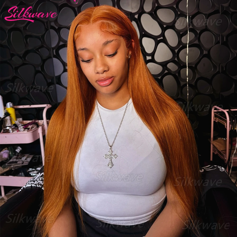

30-дюймовый # 350 Цветные рыжие оранжевые кости, прямые парики из натуральных волос на кружеве, 13x6 Hd, прозрачный кружевной фронтальный бразильский парик для женщин