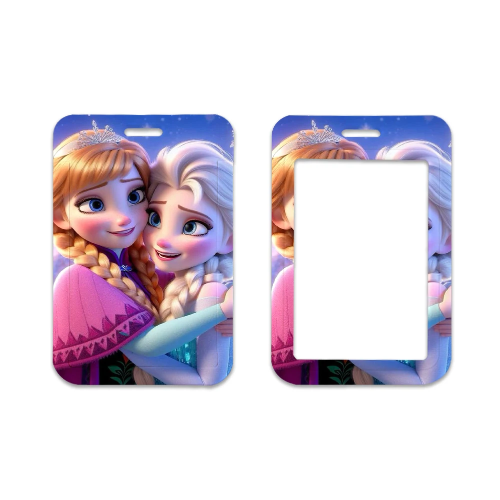 Disney Frozen Pricess Women Bank Card Holder Students Bus Card Case Lanyard Visit Door Identity Badge Card Cover