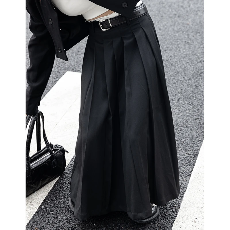 

Костюм с юбкой А-силуэта с высокой талией, плиссированная юбка, стройнящая фигуру, длинная, модная, больших размеров, женская одежда, весна 2024