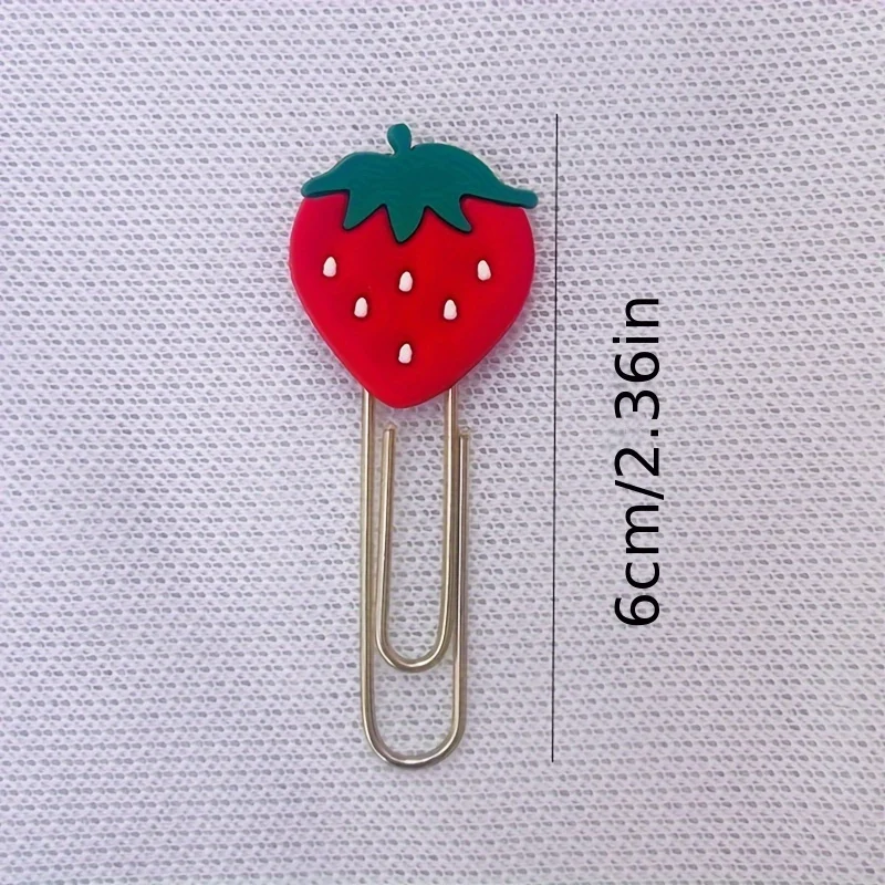 10pcs Boxed Cute Strawberry Large Paper Clips Fixed Book Page Clips Office Desk Accessories  Bookmark