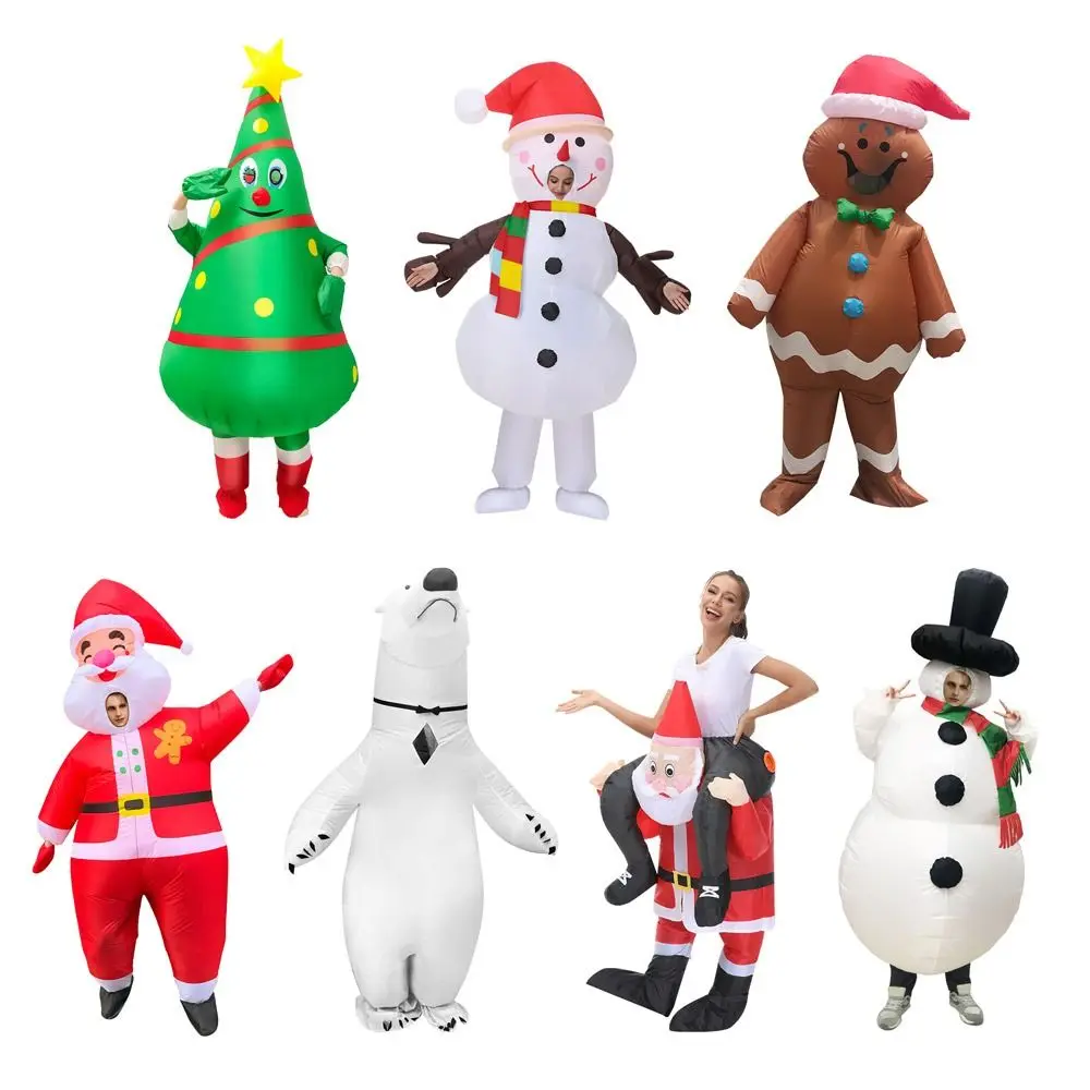 Cosplay Mascotte Kerst Opblaasbaar Kostuum Kerstman Sneeuwpop Boom Kerst Carnaval Party Dress Up Props Feestkostuums