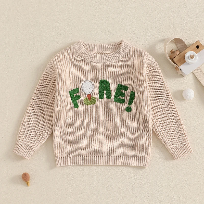 Infant Autumn Jumper with Embroidered Alphabet Design Long Sleeves and Crew Neck for Cozy Style and Comfort