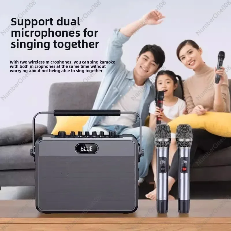 Dancing Square Speaker with Microphone, Rechargeable Karaoke System for Home Outdoor Use, All-in-One Audio Sound Box