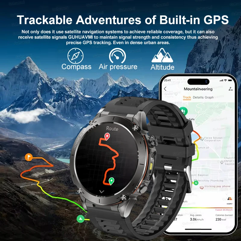 2025 New Military Outdoor Sport Smart Watch Men's 730 mAh Battery Waterproof GPS Satellite Positioning Health Fitness Smartwatch - Image 3