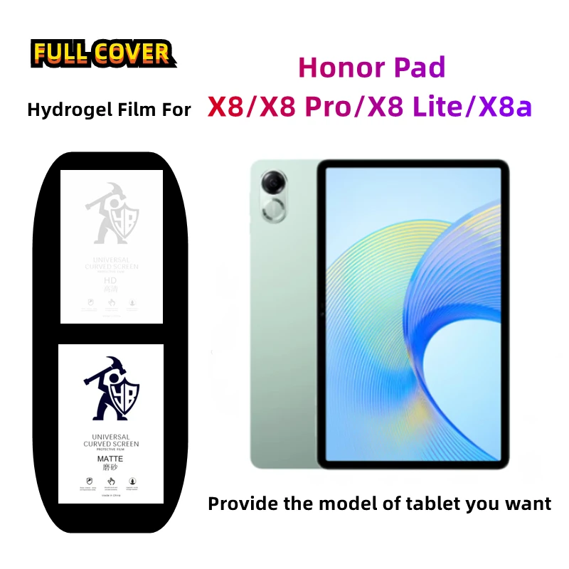 

2pcs Matte Hydrogel Film For Honor Pad X8/X8 Pro HD Screen Protector For Honor Pad X8a/X8 Lite Frosted/Clear Full Cover Protect