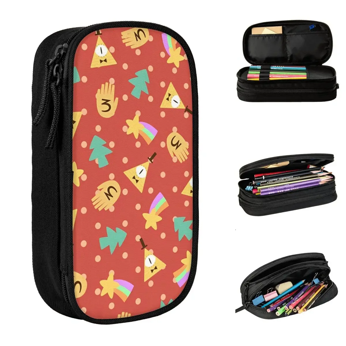 Gravity Falls Bill Cipher Pencil Cases Cartoon Anime Pencilcases Pen Box Student Big Capacity Bags School Supplies Stationery