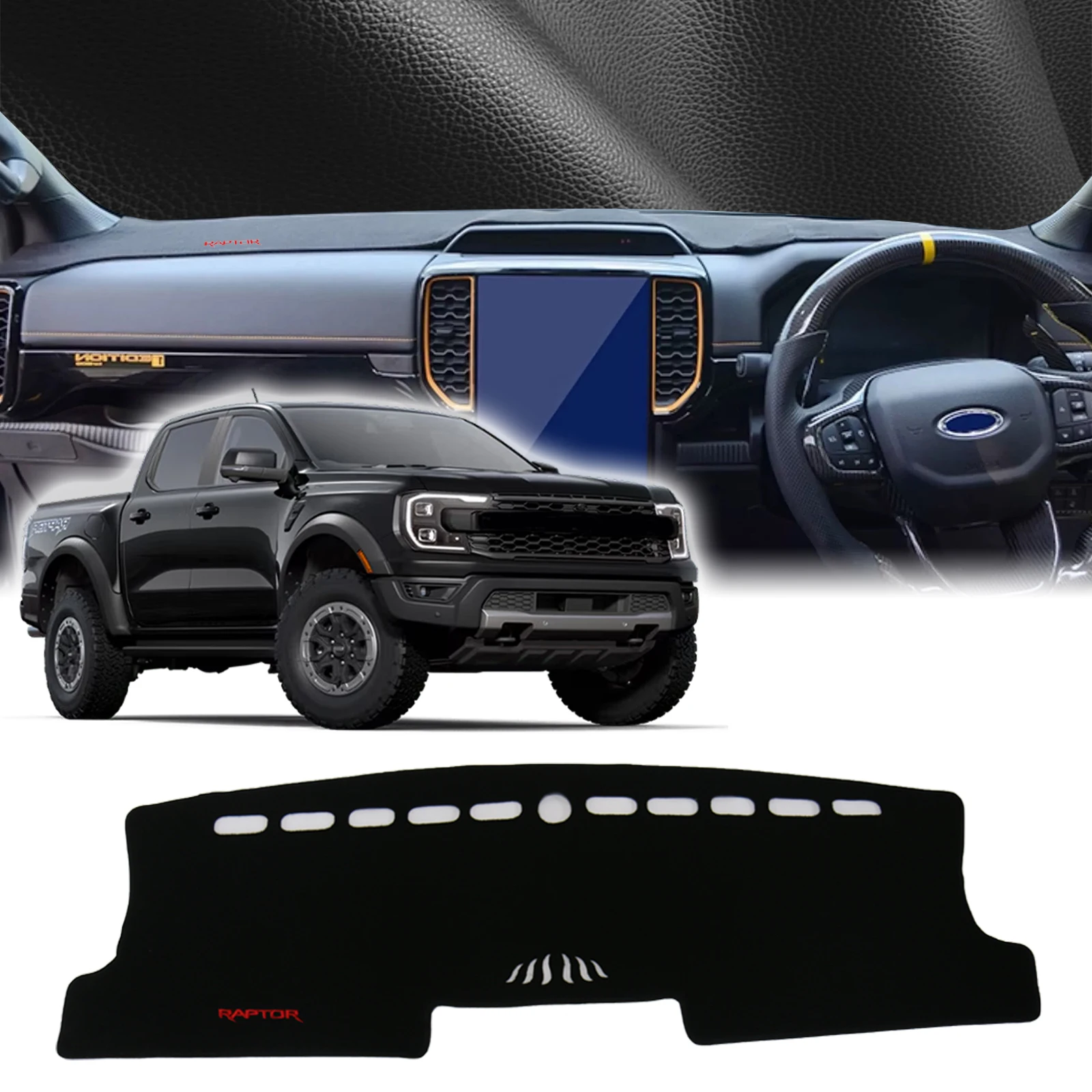 

fit for Ford Ranger Raptor 2023 2024 2025 2026 Car DashMat Sunshade Dashmat Dashboard Cover Pad Protective Carpet Accessories