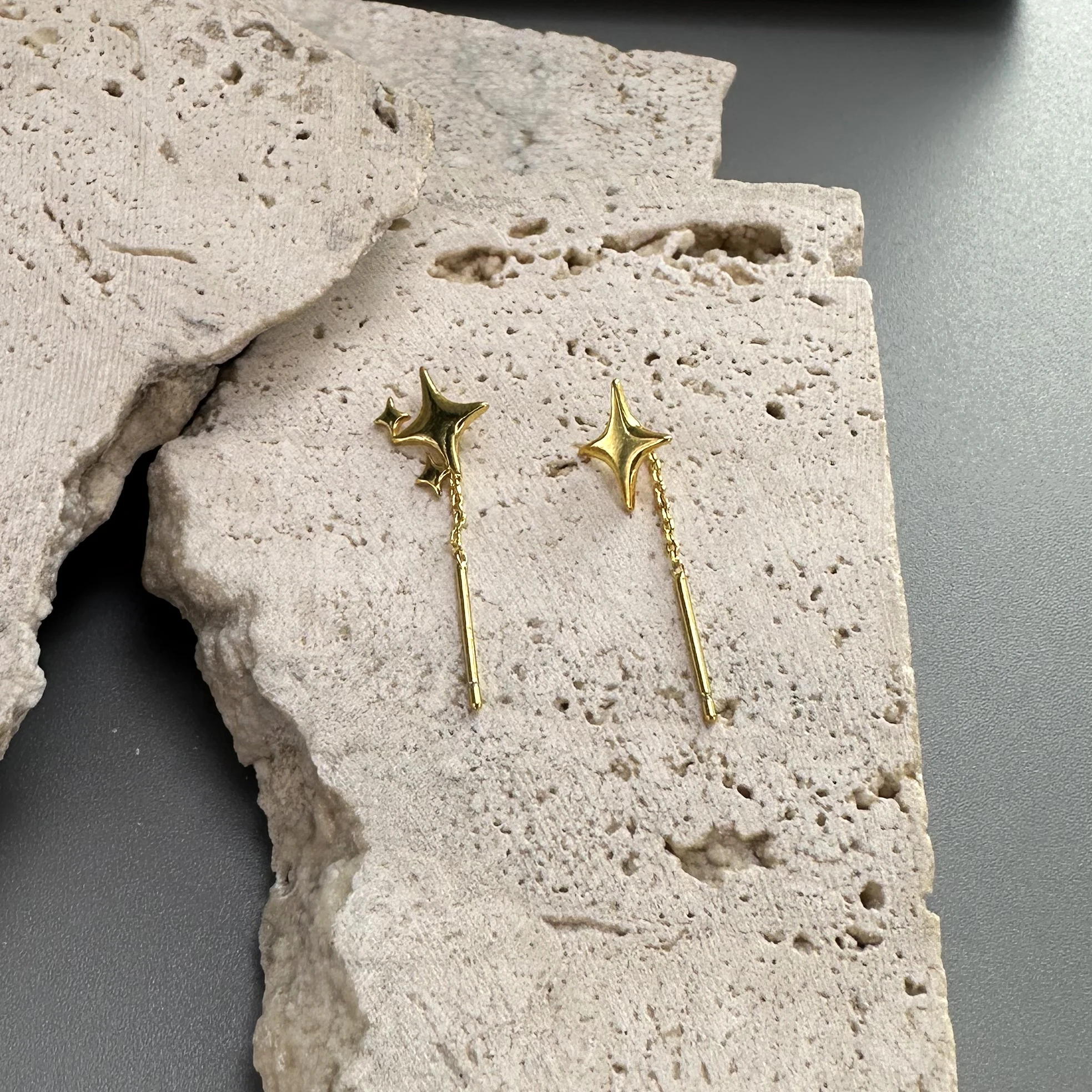 

Ventfille 925 Sterling Silver Gold Star Earring For Women Gift Simple Tassels Chain Asymmetry Jewelry Dropshipping Wholesale