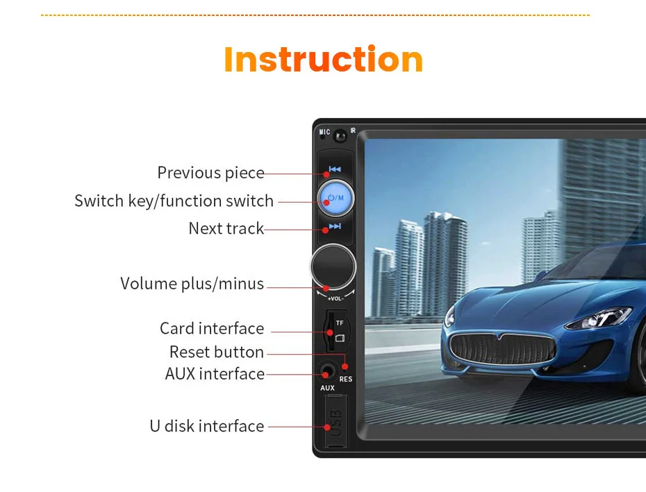 MEKEDE 2 Din Autoradio Universal Autoradio Multimedia MP5 Player 2DIN Carplay Android Auto Stereo USB 7 zoll Touchscreen audio – Detail 5