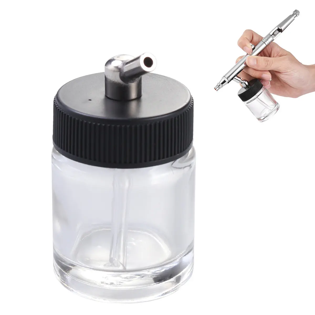 

Стеклянные бутылки для аэрографа 22 мл с адаптером-крышкой, подходят для большинства аэрографов с сифонной подачей, многоразовые прозрачные емкости, аксессуар для краски